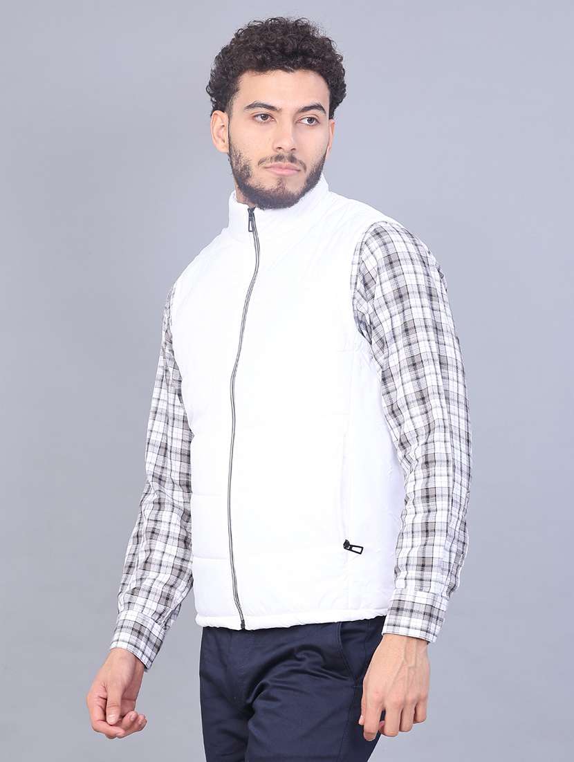 men solid sleeveless regular fit bomber jacket - 22008049 -  Standard Image - 1