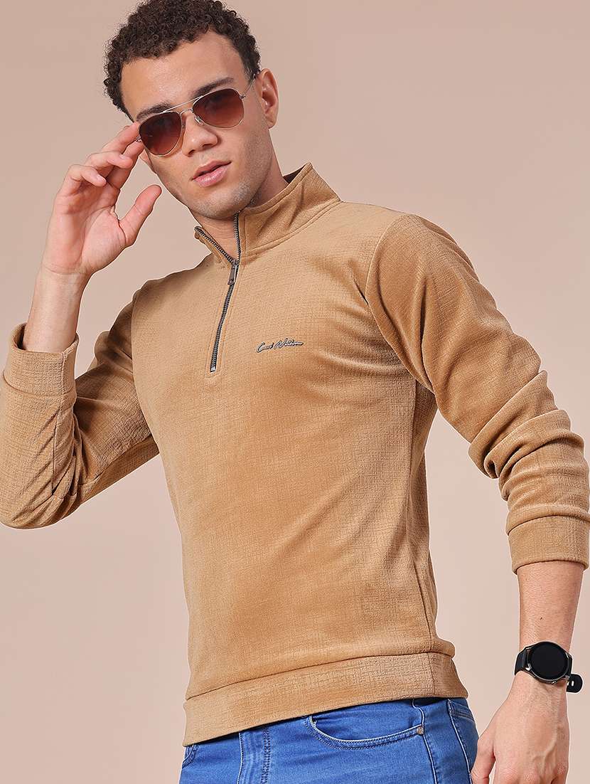 men solid long sleeve regular fit sweatshirt