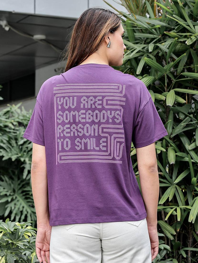 women typographic front & back print round neck t-shirt - 22008252 - Standard Image - 4