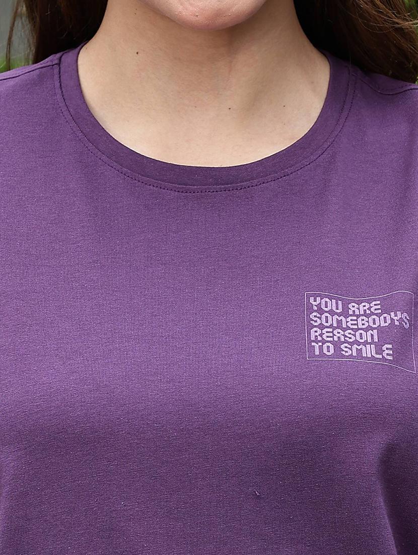 women typographic front & back print round neck t-shirt - 22008252 - Standard Image - 6
