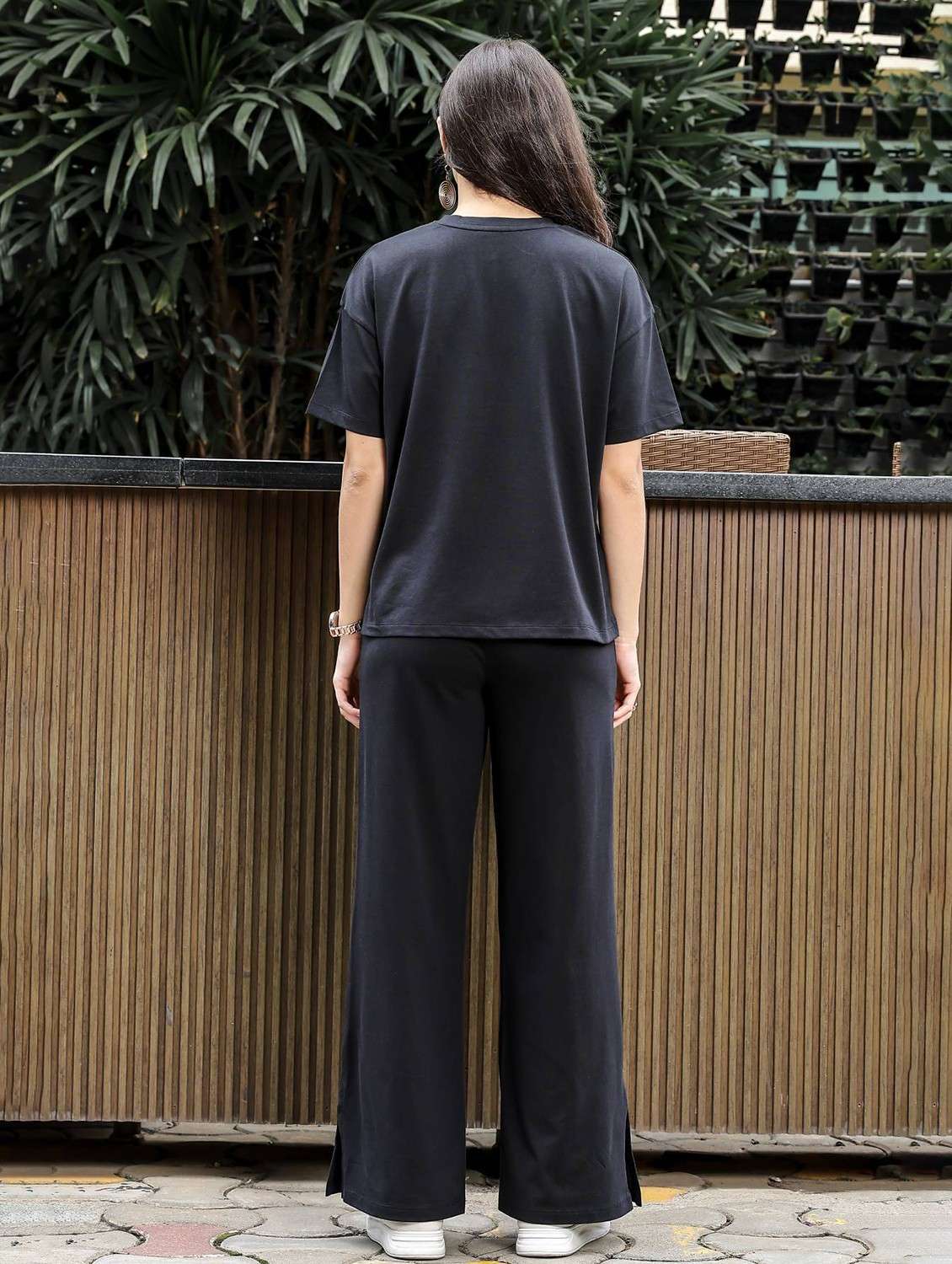 women typographic short sleeve t-shirt & trouser co-ord set - 22008329 - Standard Image - 4