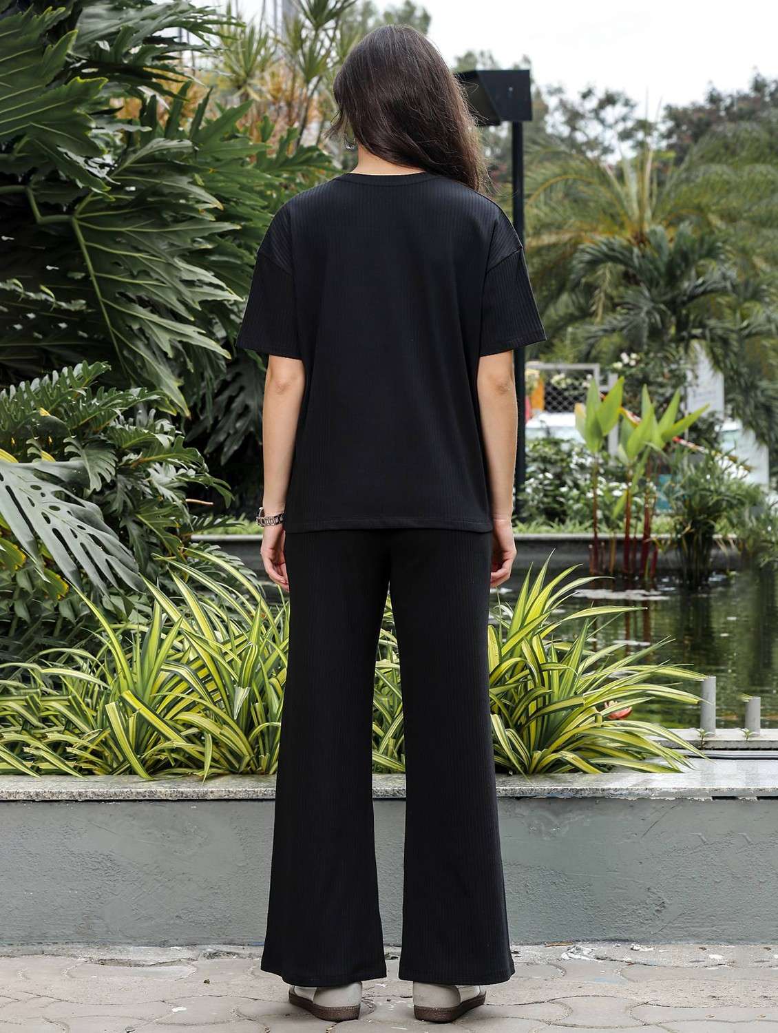 women graphic short sleeve t-shirt & trouser co-ord set - 22008337 -  Standard Image - 4