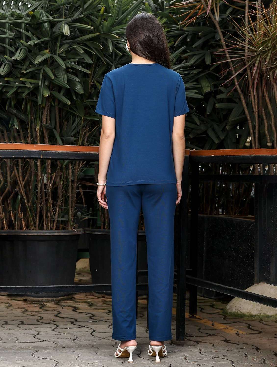 women printed short sleeve t-shirt & trouser co-ord set - 22008345 -  Standard Image - 4