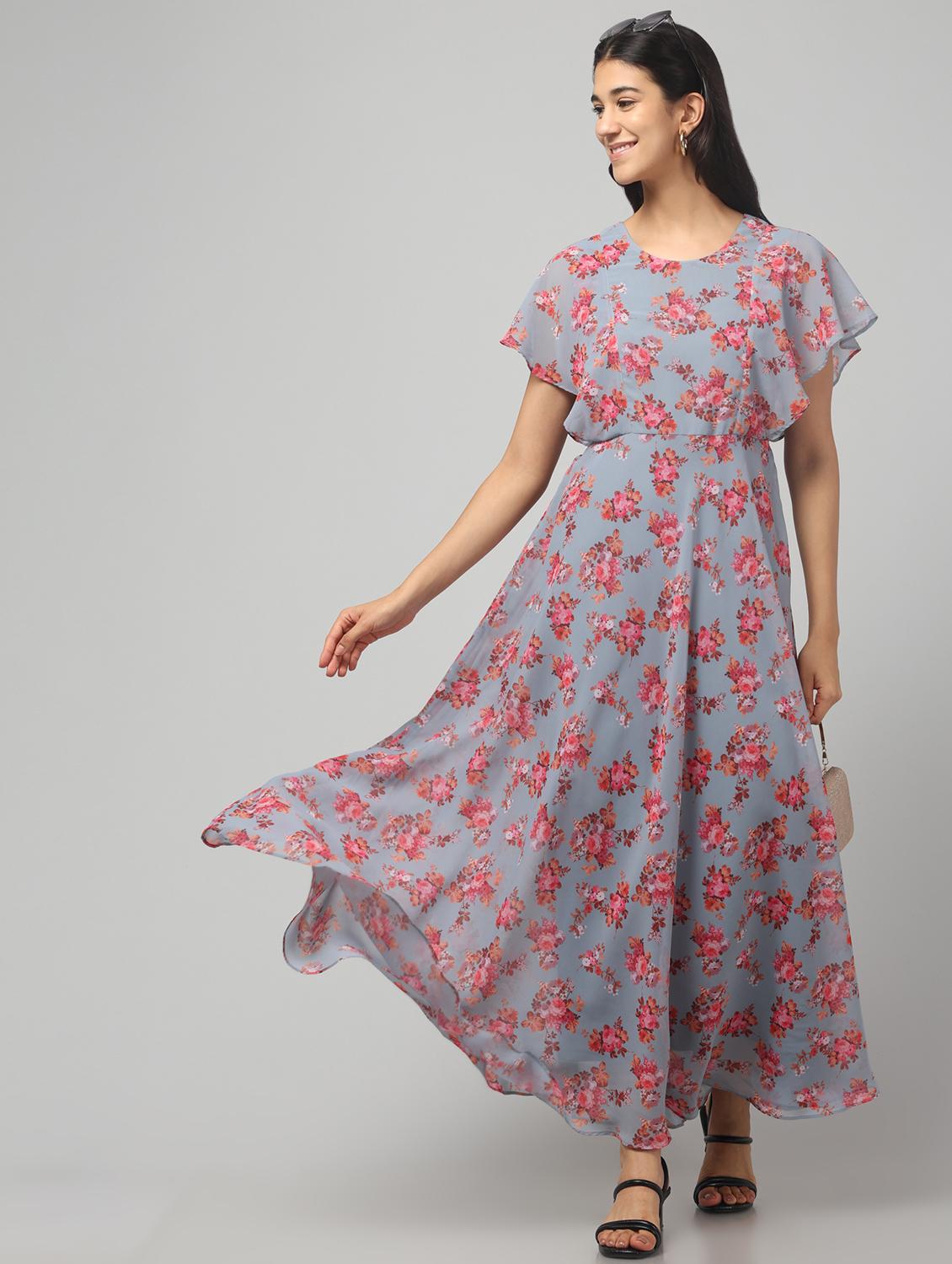 women floral print flared printed flared dress - 22008640 - Standard Image - 1