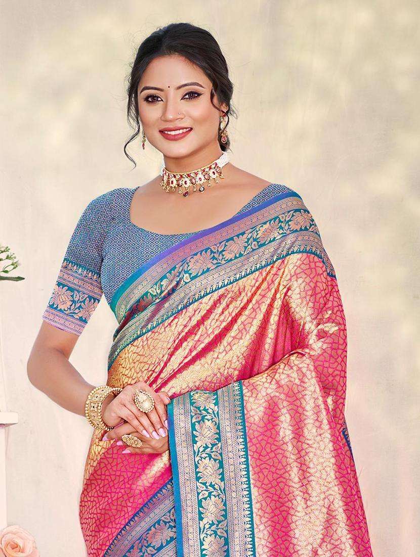 women self design kanjivaram saree with blouse - 22008710 -  Standard Image - 1