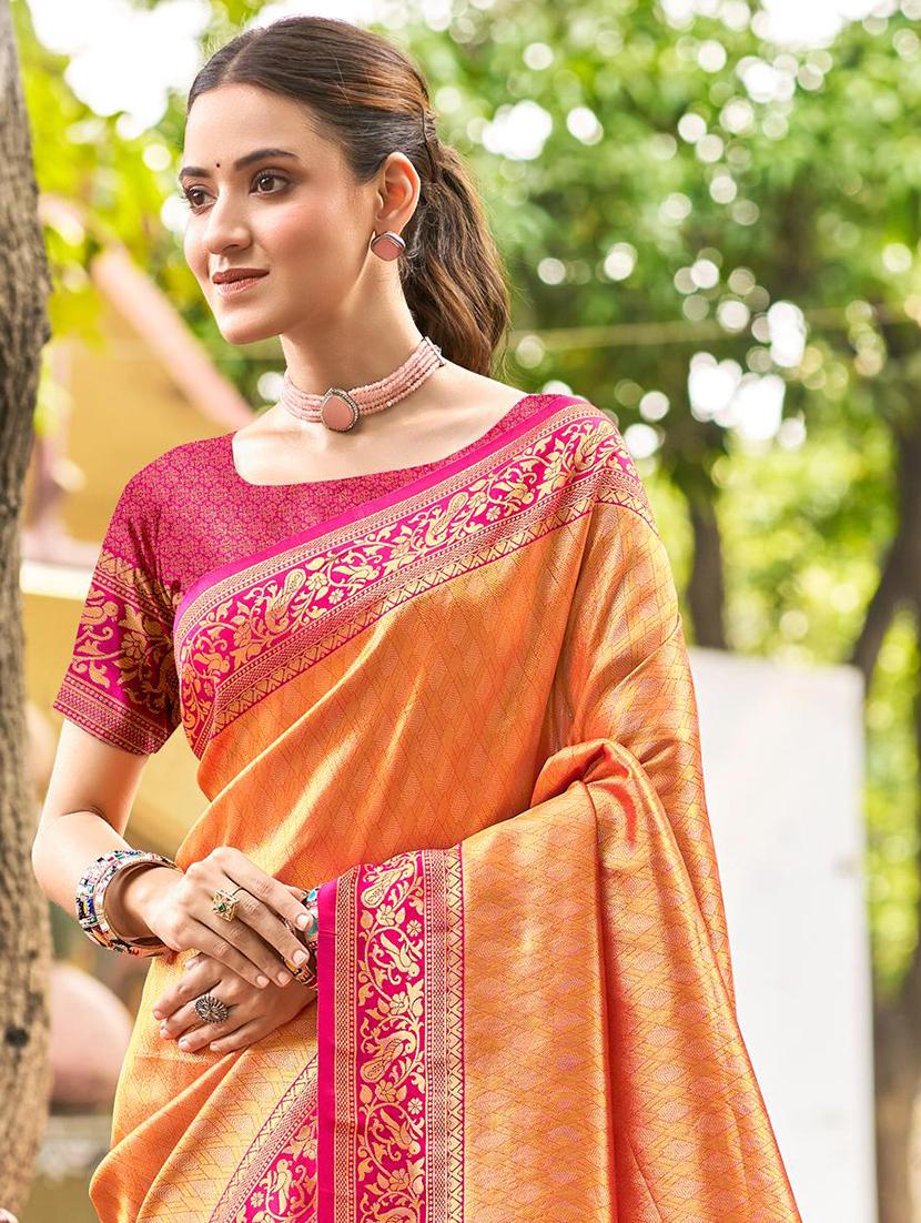 women self design kanjivaram saree with blouse - 22008713 -  Standard Image - 1