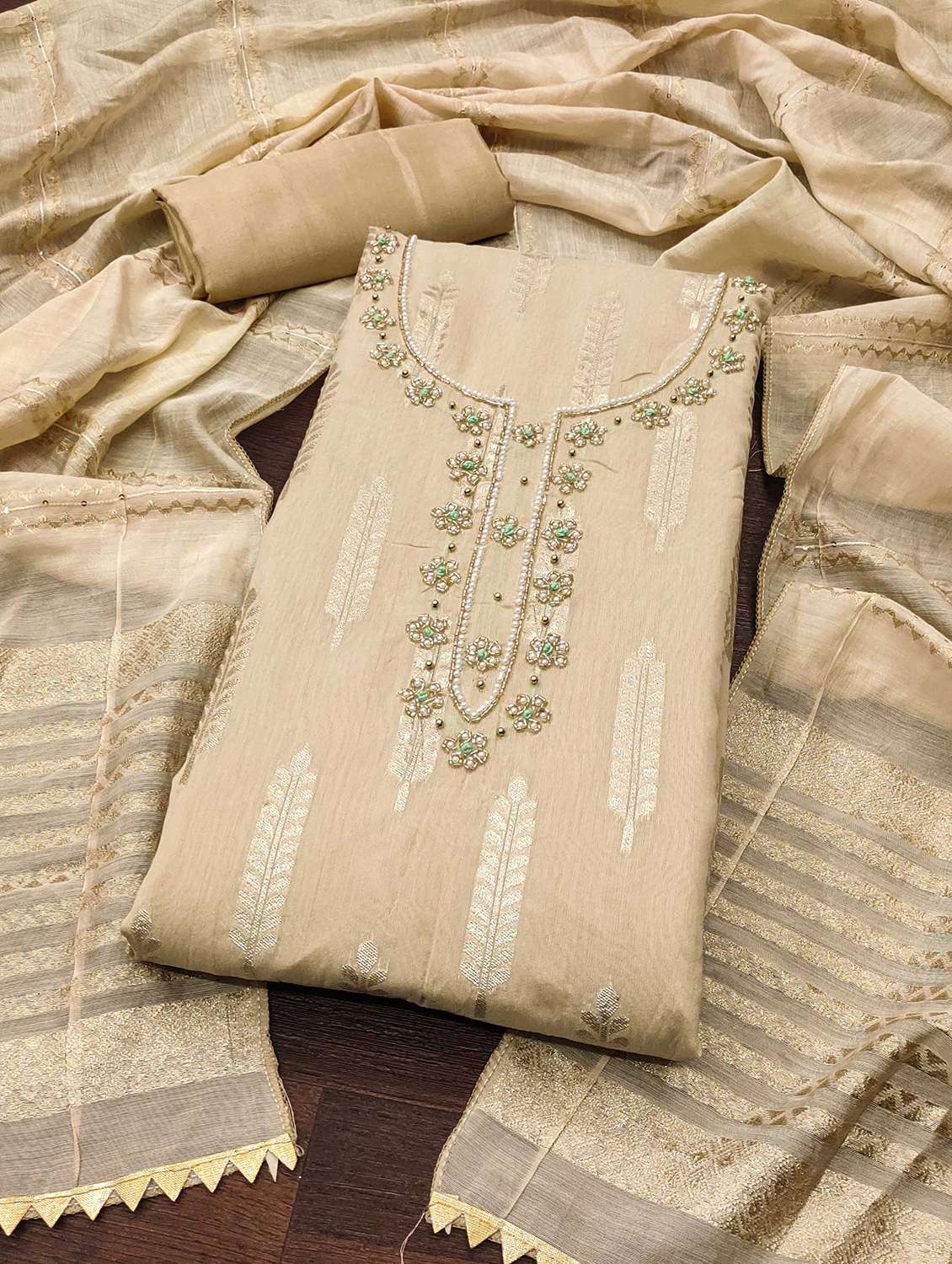 women self design embroidered unstitched suit set - 22008742 -  Standard Image - 1
