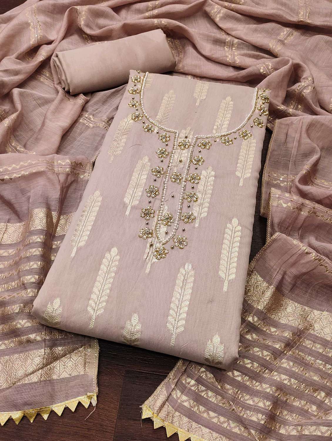 women self design embroidered unstitched suit set - 22008743 -  Standard Image - 1