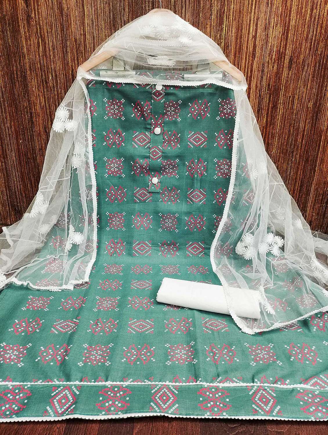 women bandhani printed unstitched suit set - 22008745 -  Standard Image - 1