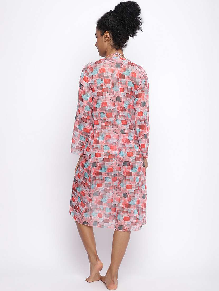 women printed long sleeve coverup shrug - 22008752 -  Standard Image - 4