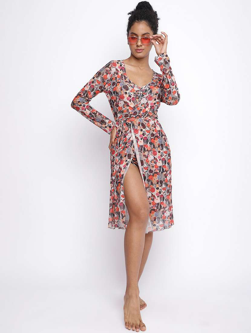 women printed long sleeve coverup shrug - 22008754 -  Standard Image - 1