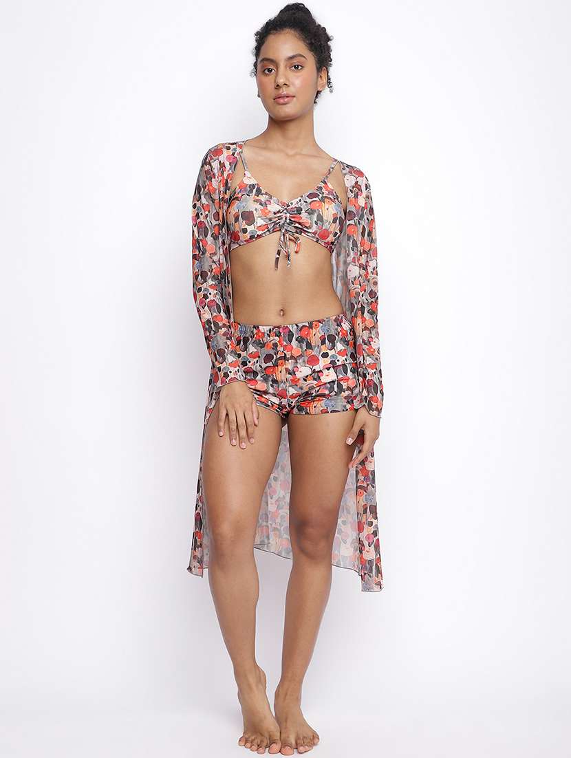 women printed long sleeve coverup shrug - 22008754 -  Standard Image - 4