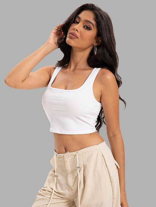 women solid square neck tank top - 22008756 -  Standard Image - 0