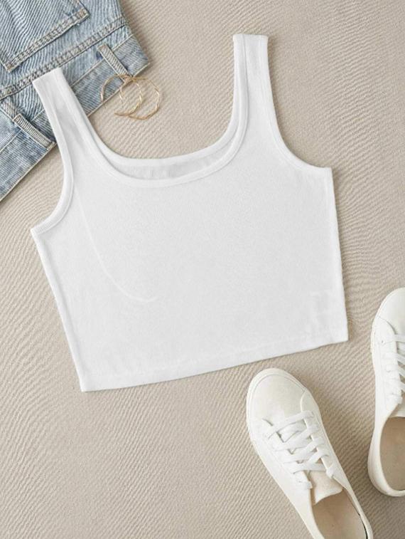 women solid square neck tank top - 22008756 - Standard Image - 4