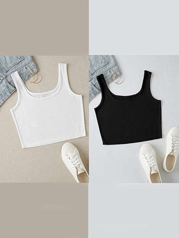 women pack of 2 solid square neck tank top - 22008757 -  Standard Image - 9