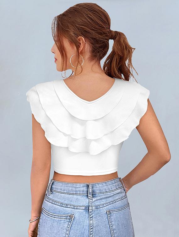 women pack of 2 solid v neck crop top - 22008758 - Standard Image - 6