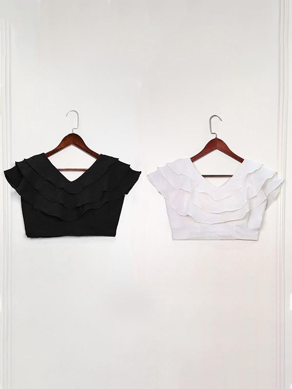 women pack of 2 solid v neck crop top - 22008758 - Standard Image - 9