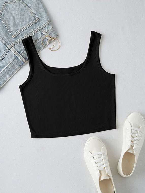 women solid square neck tank top - 22008761 - Standard Image - 4