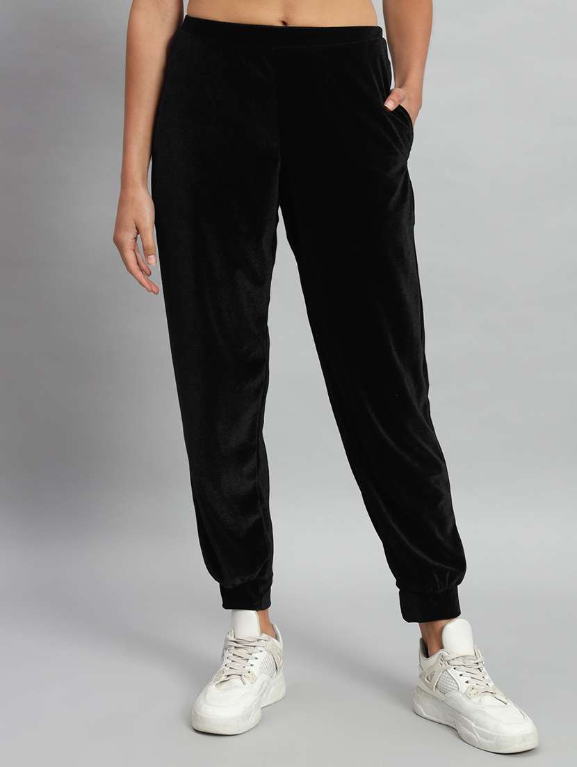 women solid hooded velvet active wear set - 22008762 -  Standard Image - 4