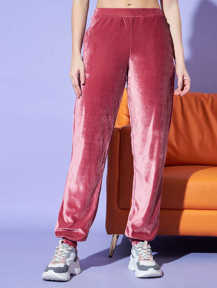 women solid hooded velvet active wear set - 22008763 -  Standard Image - 4