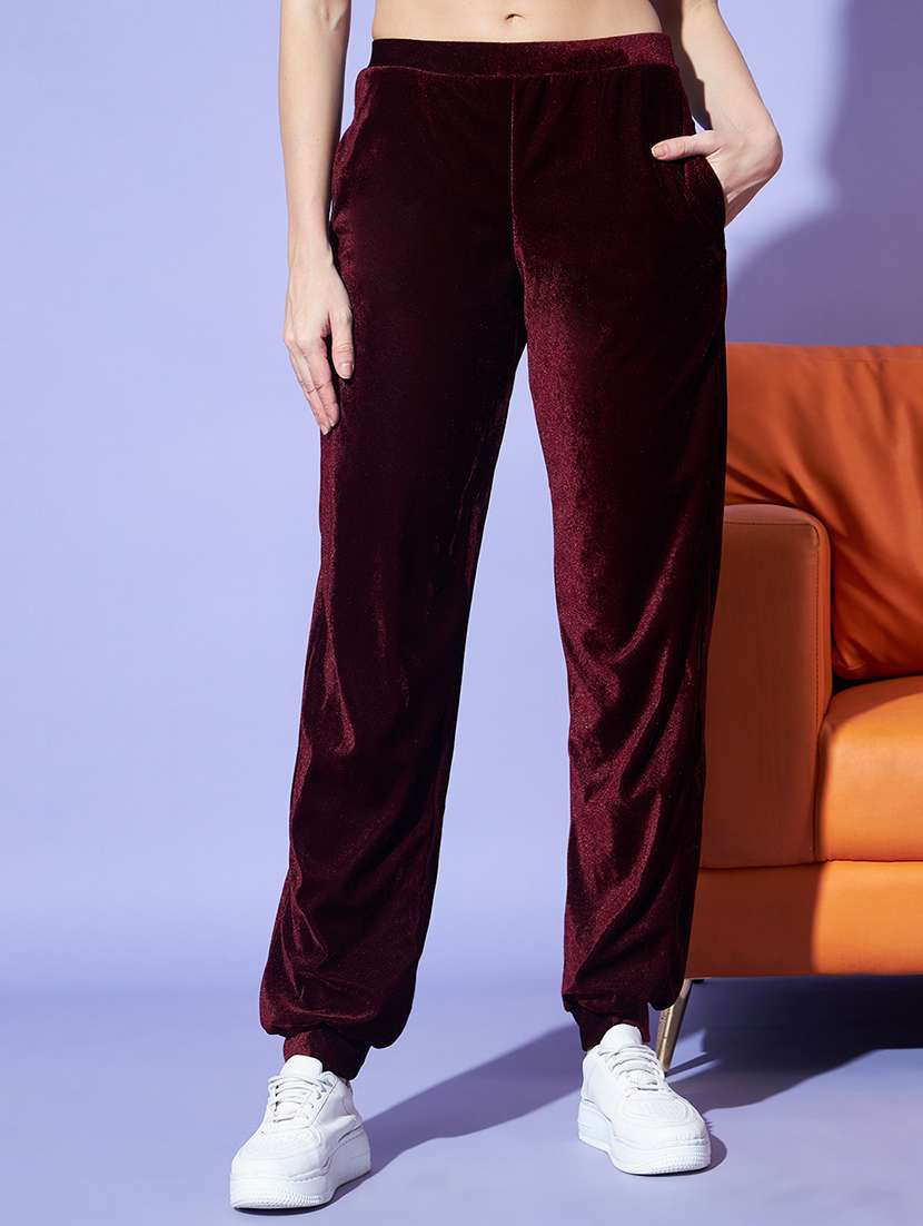 women solid hooded velvet active wear set - 22008765 - Standard Image - 4