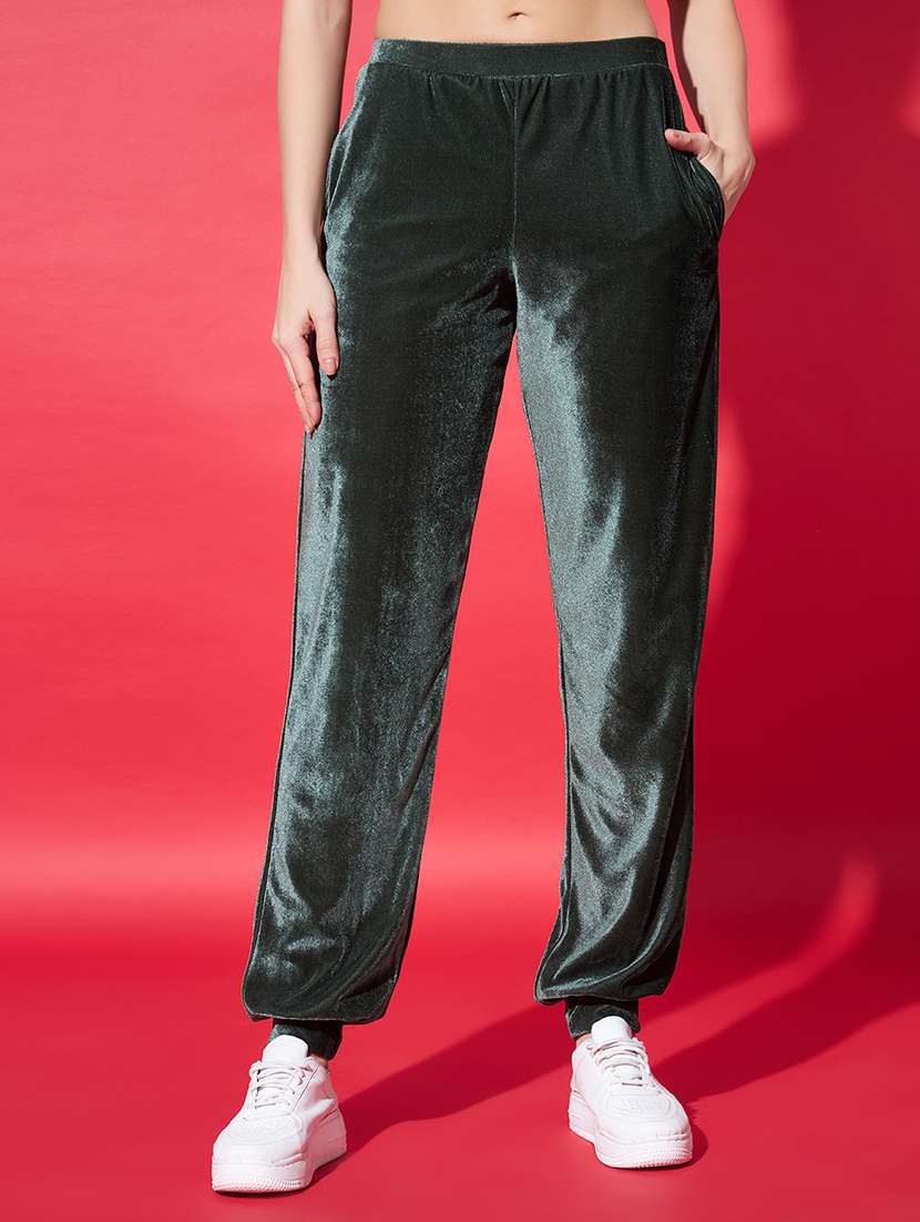 women solid hooded velvet active wear set - 22008767 -  Standard Image - 4