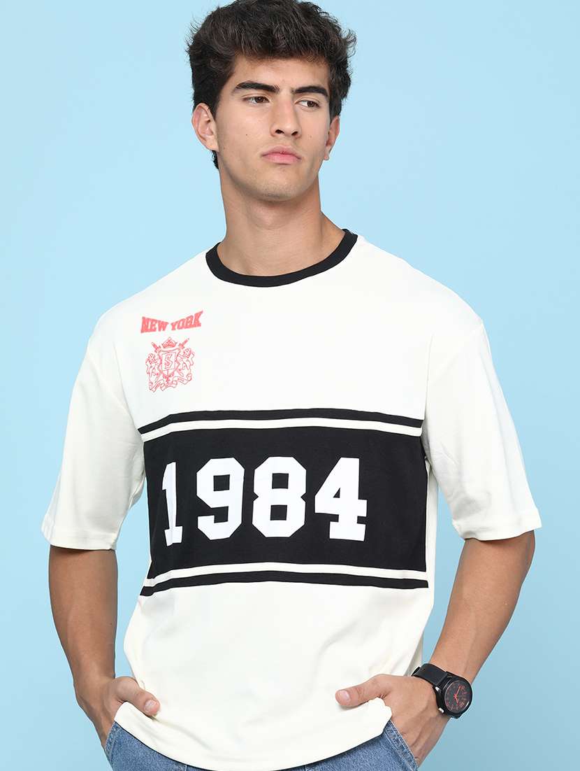 men printed short sleeves oversized t-shirt