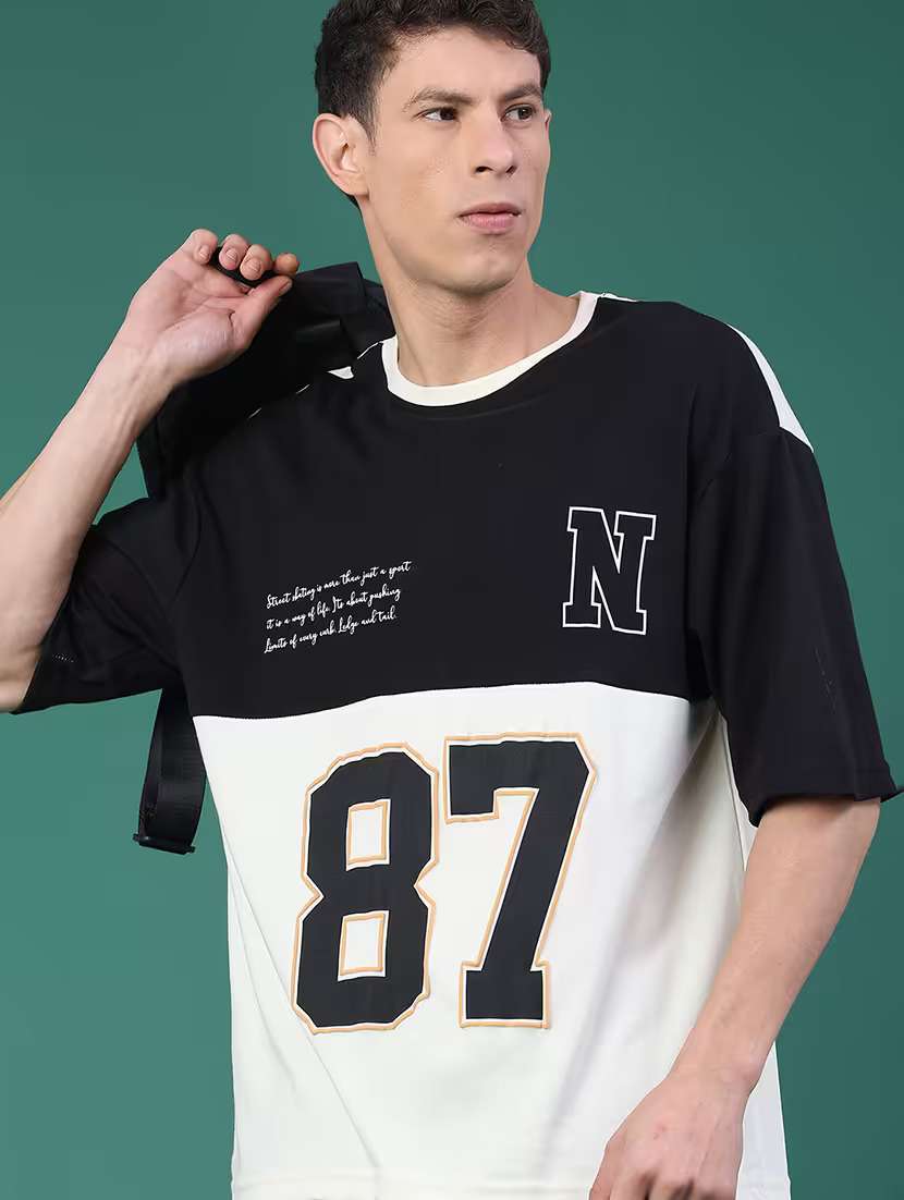 men color block short sleeve oversized t-shirt - 22008881 -  Standard Image - 1