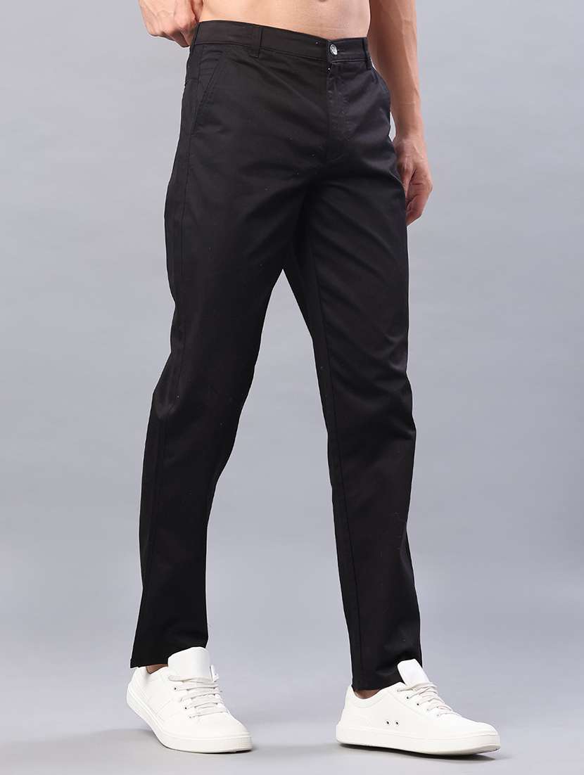 men solid mid rise slim fit chinos