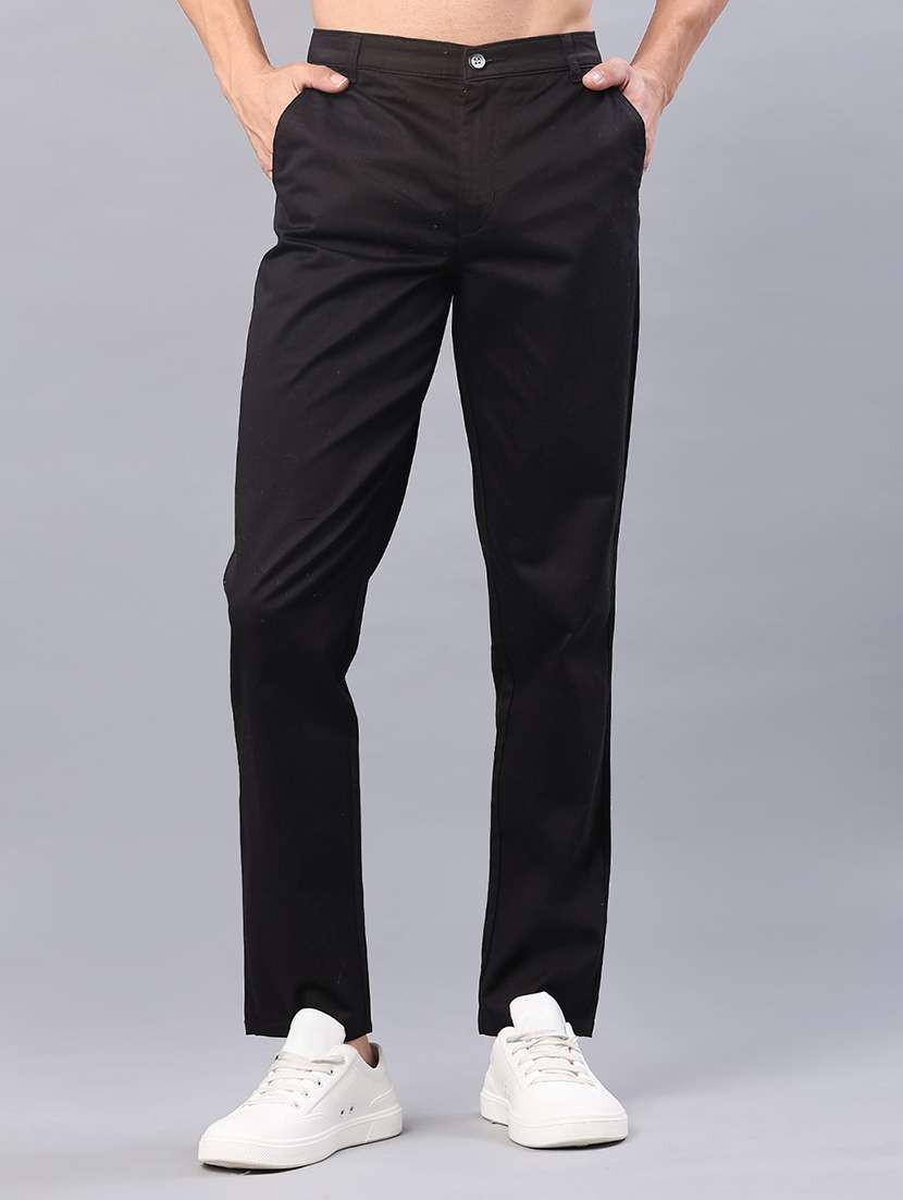 men solid mid rise slim fit chinos - 22008889 -  Standard Image - 1