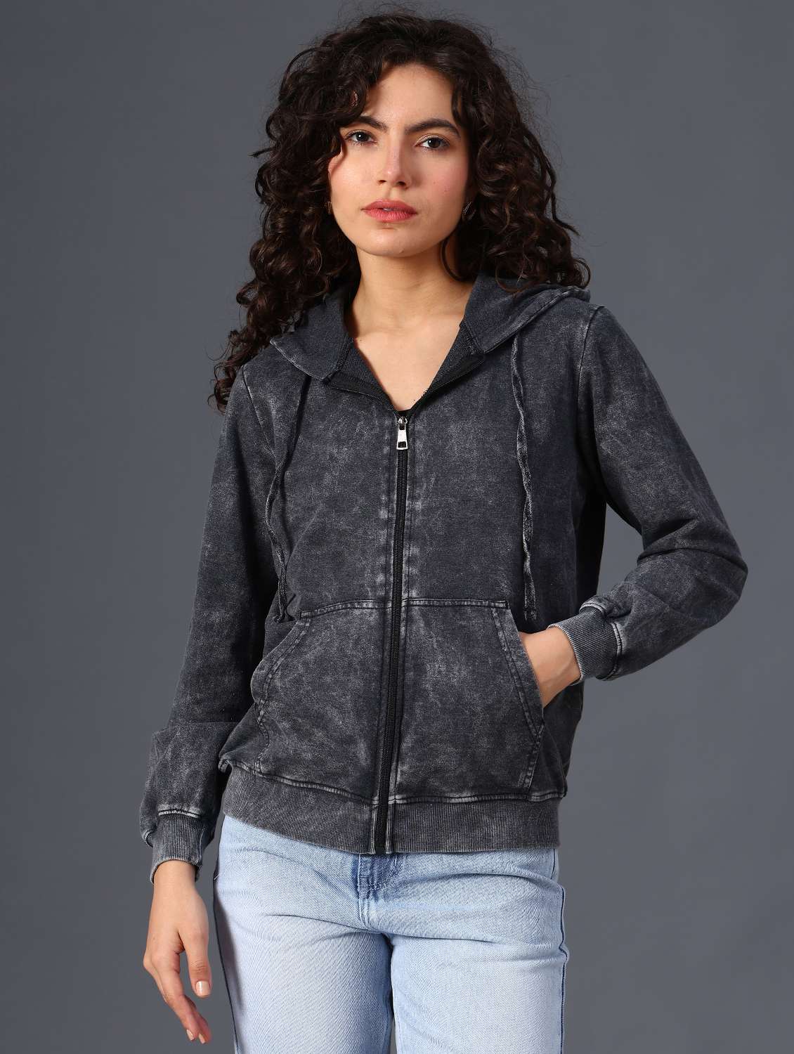 black cotton blend plain sweatshirt - 22008927 -  Standard Image - 1