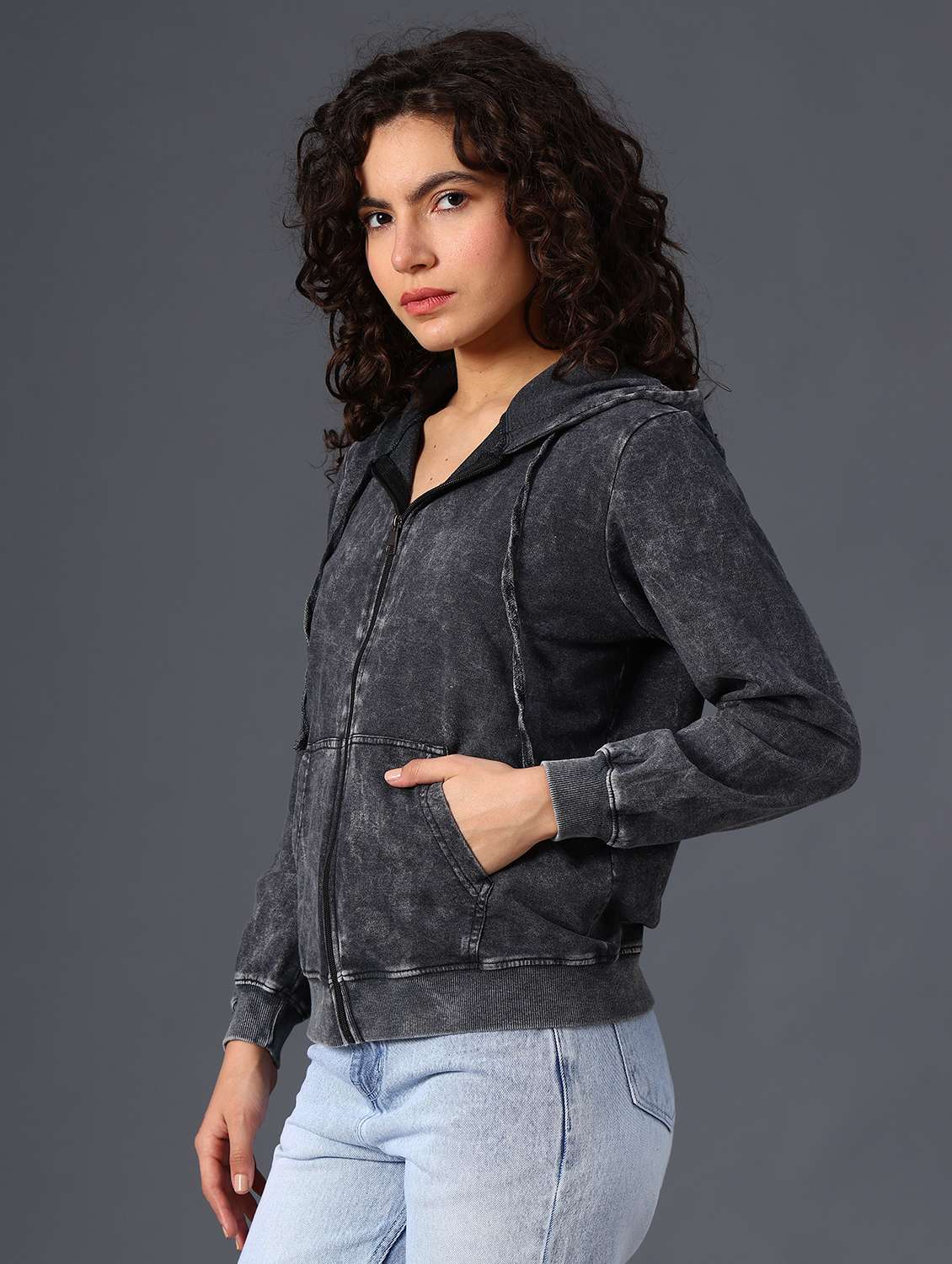 black cotton blend plain sweatshirt - 22008927 -  Standard Image - 6