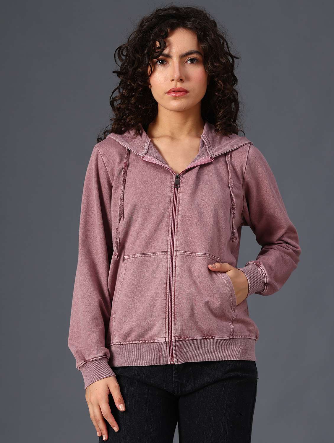 pink cotton blend plain sweatshirt - 22008928 -  Standard Image - 1