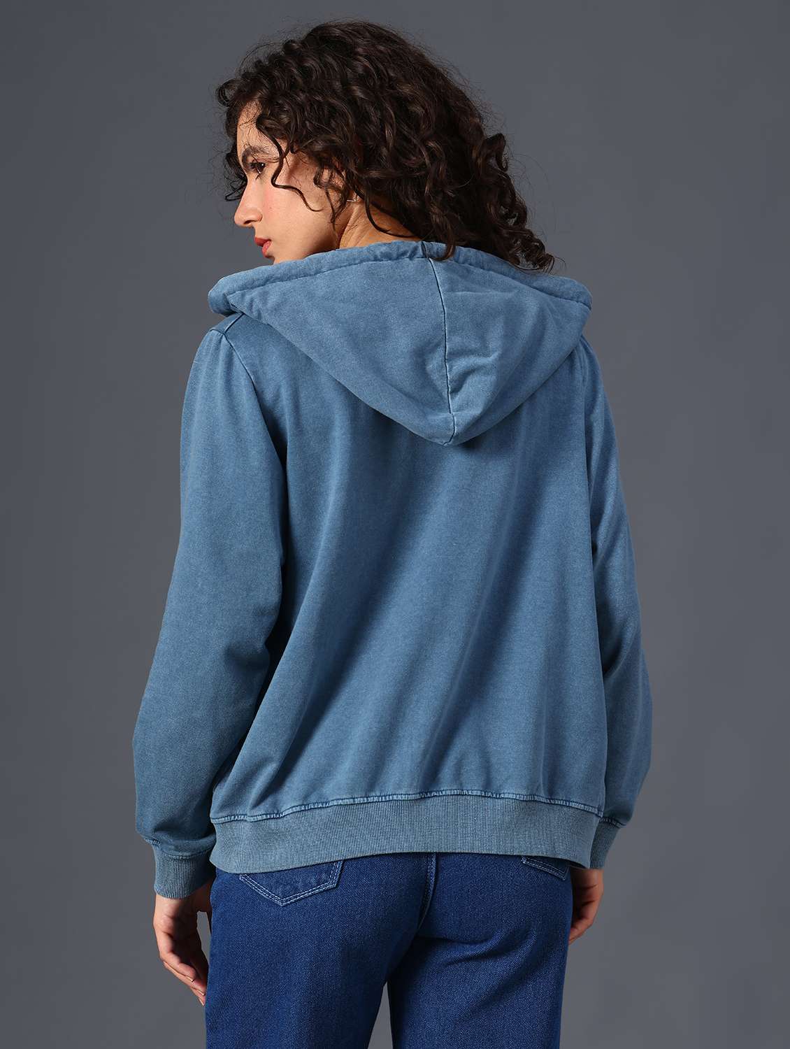 teal cotton blend plain sweatshirt - 22008929 -  Standard Image - 4