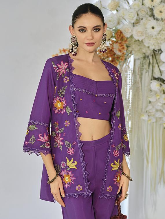 women solid with work three quarter sleeve fusion set - 22009122 -  Standard Image - 1