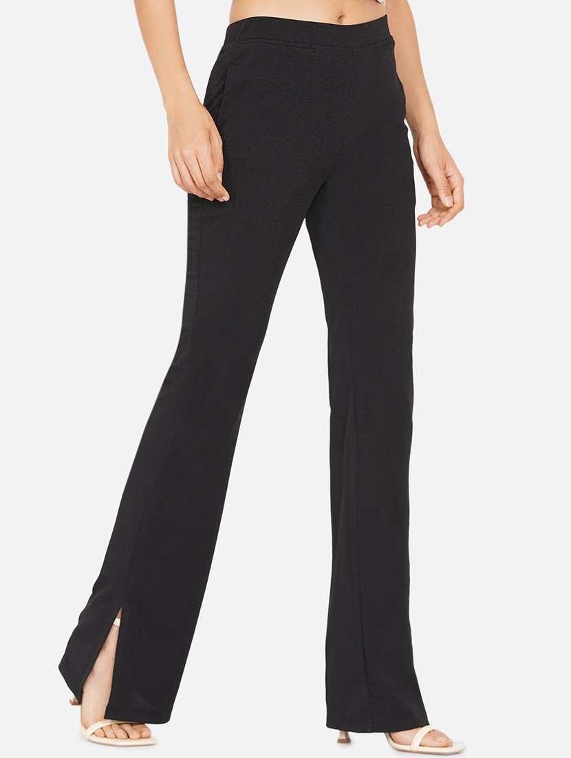 women solid mid rise bootcut trouser - 22009130 -  Standard Image - 1