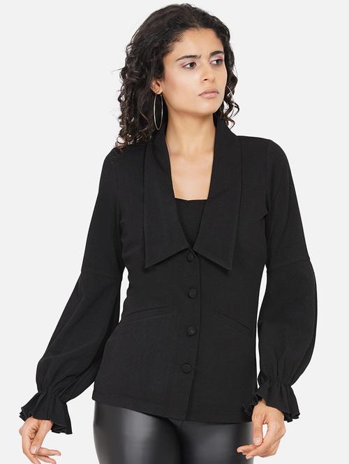 women solid long sleeve single breasted blazer - 22009132 -  Standard Image - 0