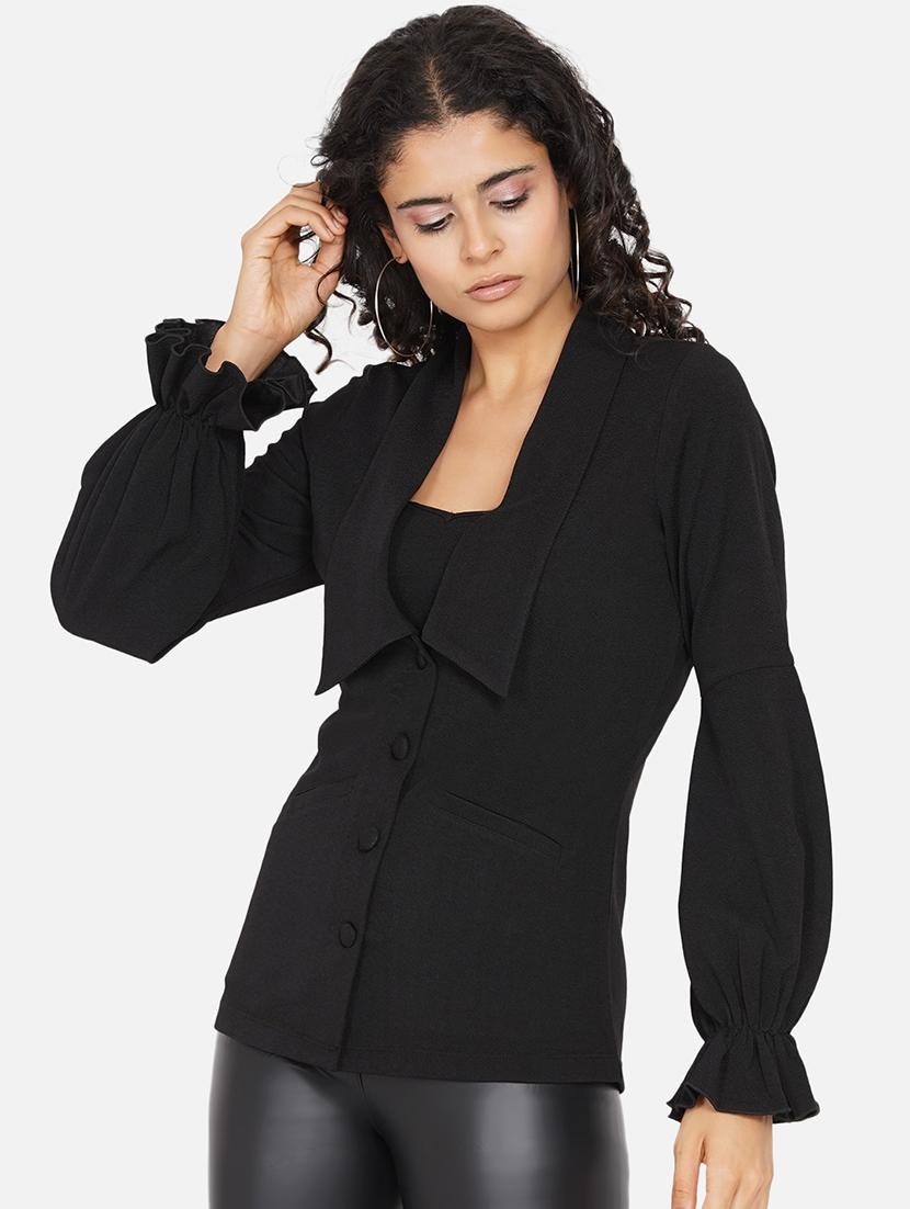 women solid long sleeve single breasted blazer - 22009132 -  Standard Image - 1