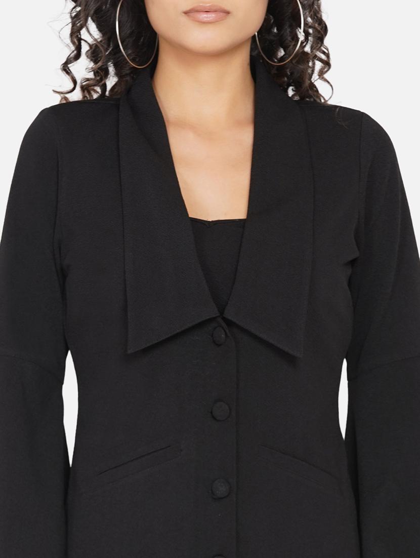 women solid long sleeve single breasted blazer - 22009132 - Standard Image - 4