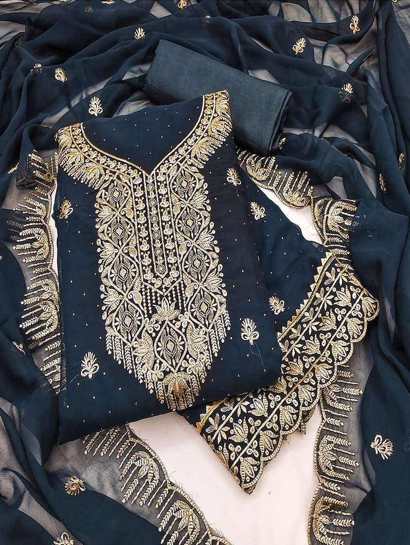 women solid with work zari work unstitched suit set - 22009186 -  Standard Image - 1