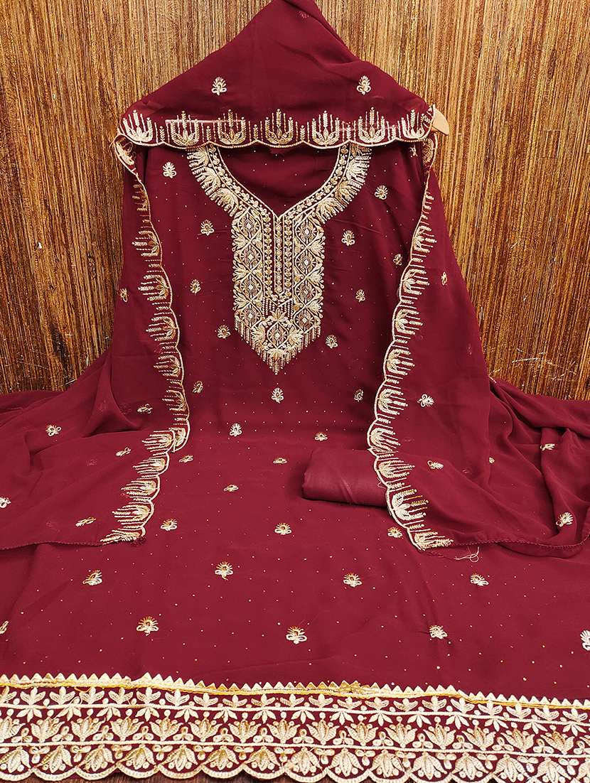 women solid with work zari work unstitched suit set - 22009188 -  Standard Image - 1