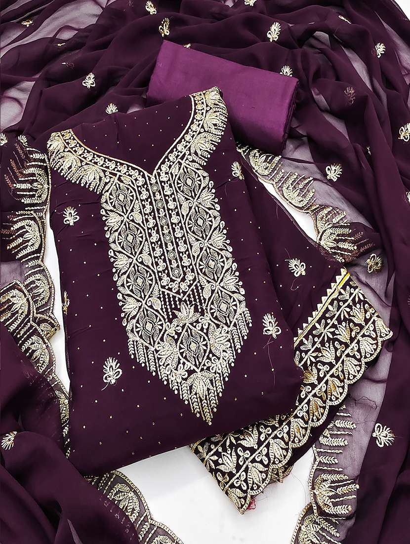 women solid with work zari work unstitched suit set - 22009189 -  Standard Image - 1