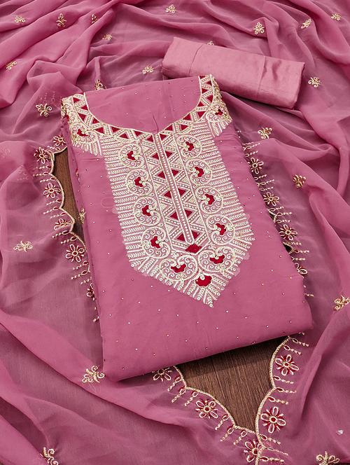 women solid with work zari work unstitched suit set - 22009192 -  Standard Image - 0