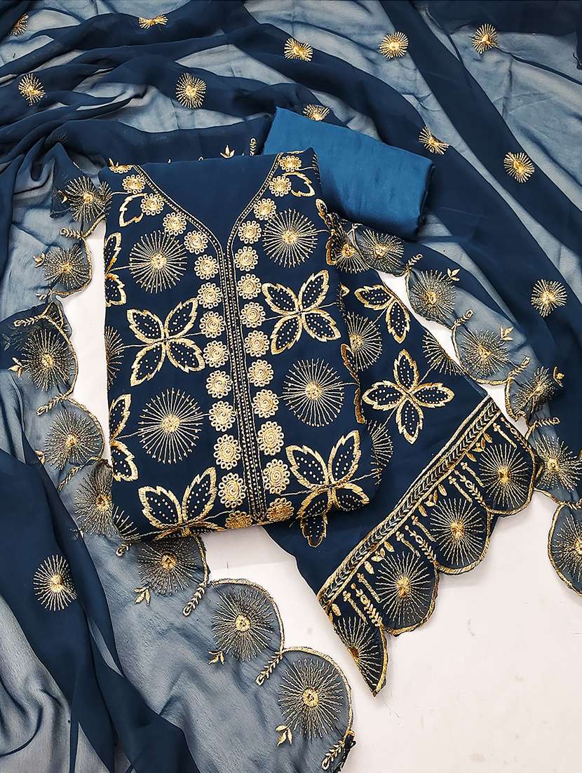 women solid with work zari work unstitched suit set - 22009198 -  Standard Image - 1