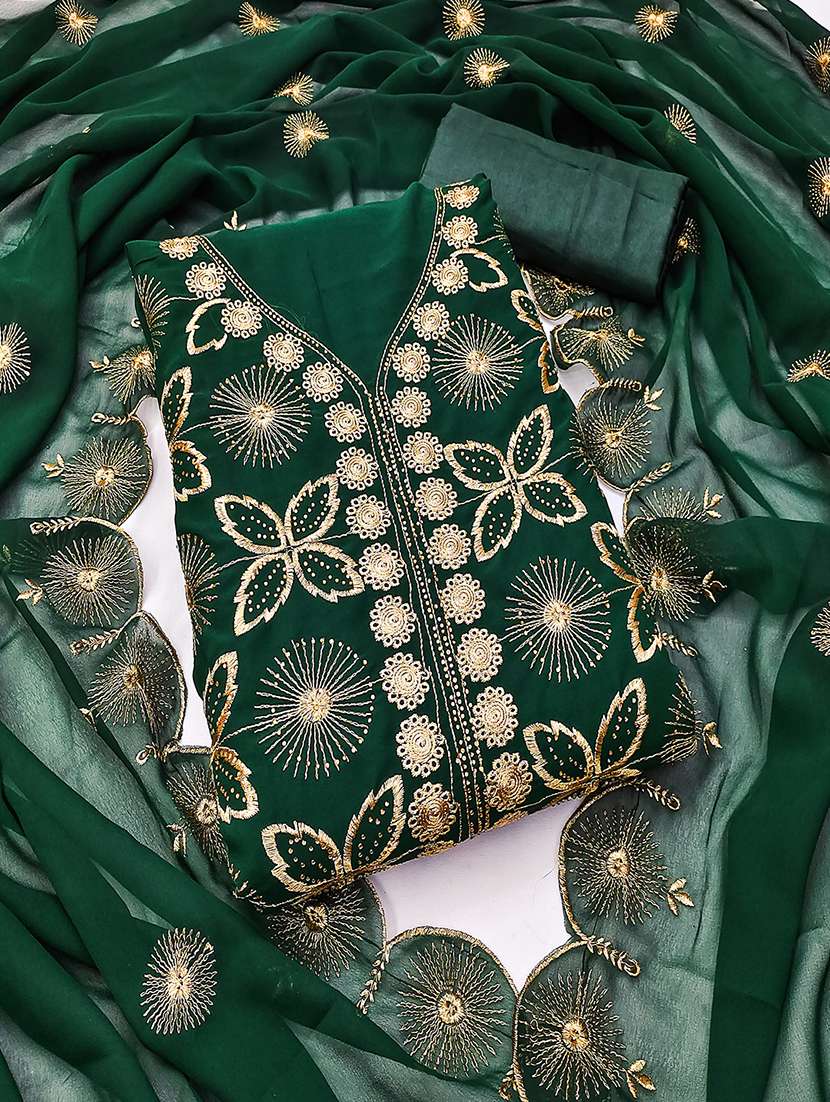 women solid with work zari work unstitched suit set