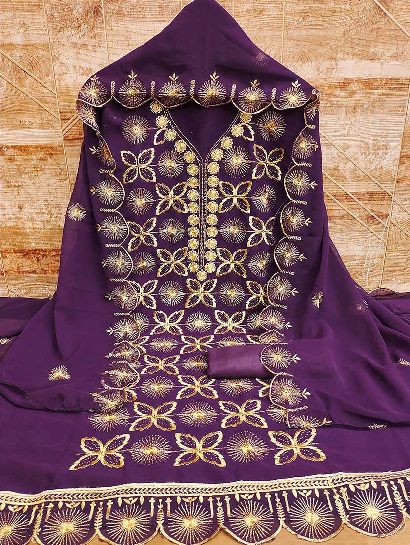 women solid with work zari work unstitched suit set - 22009201 -  Standard Image - 1