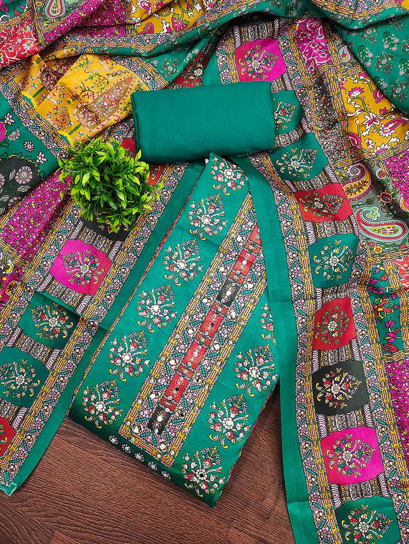 women printed mirror work unstitched suit set - 22009204 -  Standard Image - 1