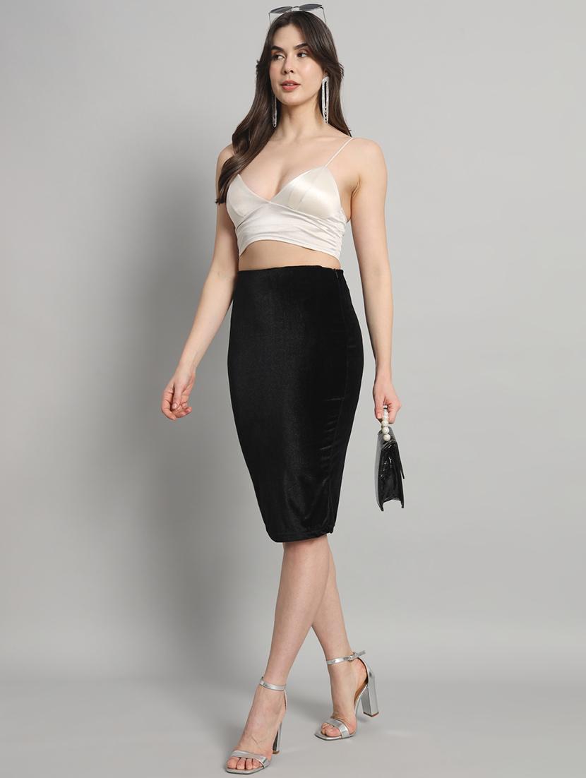 women black velvet pencil skirt - 22009226 -  Standard Image - 1