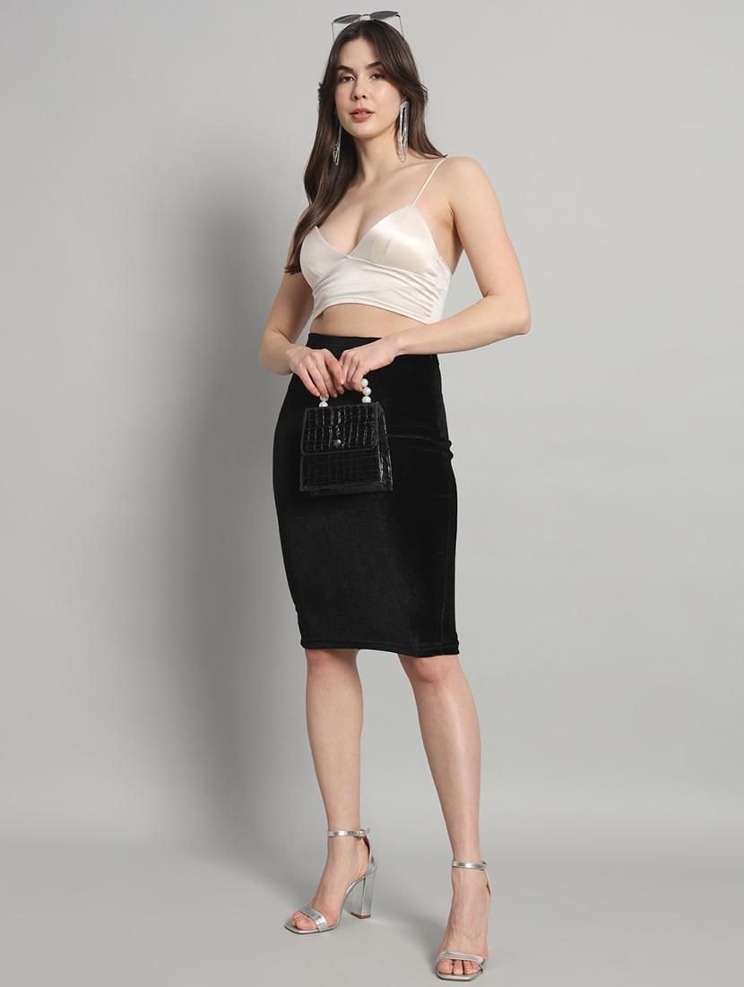 women black velvet pencil skirt - 22009226 - Standard Image - 4