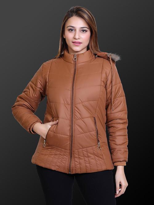 women solid long sleeve hooded quilted jacket - 22009230 -  Standard Image - 0